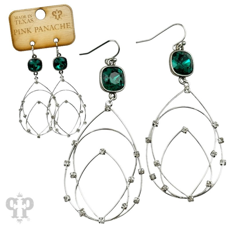 Pink Panache Green Austrian Crystal Layered Teardrop Earrings-Earrings-Pink Panache-Deja Nu Boutique, Women's Fashion Boutique in Lampasas, Texas