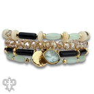 Pink Panache Green Mixed Bead Bracelet Stack with Austrian Crystal Charm-Bracelets-Pink Panache-Deja Nu Boutique, Women's Fashion Boutique in Lampasas, Texas