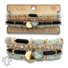 Pink Panache Green Mixed Bead Bracelet Stack with Austrian Crystal Charm-Bracelets-Pink Panache-Deja Nu Boutique, Women's Fashion Boutique in Lampasas, Texas