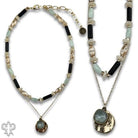 Pink Panache Green Mixed Bead Layered Necklace with Austrian Crystal Charm-Necklace-Pink Panache-Deja Nu Boutique, Women's Fashion Boutique in Lampasas, Texas