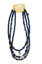Pink Panache Navy Three Strand Mixed Bead Austrian Crystal Necklace-Necklace-Pink Panache-Deja Nu Boutique, Women's Fashion Boutique in Lampasas, Texas