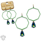 Pink Panache Neon Green Octagon Earrings with Iridescent Teardrop Rhinestone Charm-Earrings-Pink Panache-Deja Nu Boutique, Women's Fashion Boutique in Lampasas, Texas