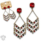 Pink Panache Red Crystal Chevron Rhinestone Earrings-Earrings-Pink Panache-Deja Nu Boutique, Women's Fashion Boutique in Lampasas, Texas