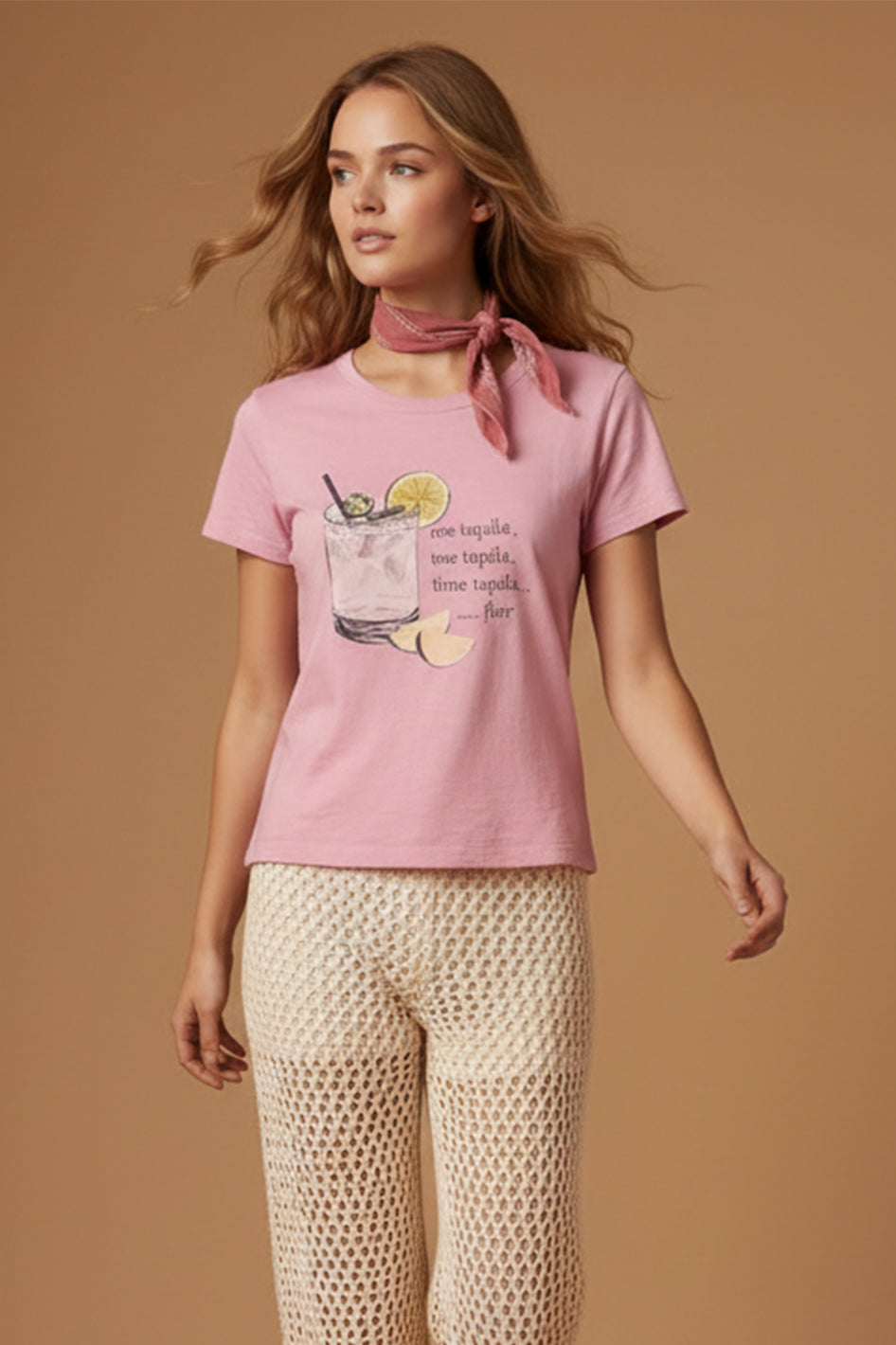 All Us “One Tequila Two…” Rhinestone Pink Slub Baby Tee-Graphic Tees-All Us-Deja Nu Boutique, Women's Fashion Boutique in Lampasas, Texas