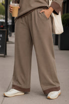 MOHMe by Umgee CloudKnit Modal Tencel Straight Leg Pants in Coco Brown Plus-Curvy/Plus Bottoms-Umgee-Deja Nu Boutique, Women's Fashion Boutique in Lampasas, Texas