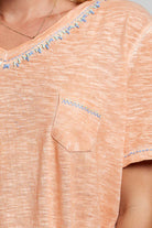 POL Coral Peach Hand-Stitched Slub Tee-T-Shirts-POL-Deja Nu Boutique, Women's Fashion Boutique in Lampasas, Texas