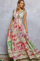 POL Cream Multi Floral Smocked Maxi Dress-Maxi Dresses-POL-Deja Nu Boutique, Women's Fashion Boutique in Lampasas, Texas