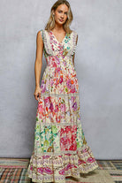 POL Cream Multi Floral Smocked Maxi Dress-Maxi Dresses-POL-Deja Nu Boutique, Women's Fashion Boutique in Lampasas, Texas