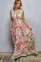 POL Cream Multi Floral Smocked Maxi Dress-Maxi Dresses-POL-Deja Nu Boutique, Women's Fashion Boutique in Lampasas, Texas