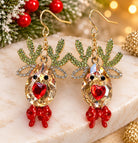 Posh Jewelry Co. Rhinestone Reindeer Drop Earrings in Pink or Gold-Earrings-Posh Jewelry Co.-Deja Nu Boutique, Women's Fashion Boutique in Lampasas, Texas