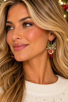 Posh Jewelry Co. Rhinestone Reindeer Drop Earrings in Pink or Gold-Earrings-Posh Jewelry Co.-Deja Nu Boutique, Women's Fashion Boutique in Lampasas, Texas