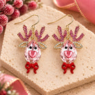 Posh Jewelry Co. Rhinestone Reindeer Drop Earrings in Pink or Gold-Earrings-Posh Jewelry Co.-Deja Nu Boutique, Women's Fashion Boutique in Lampasas, Texas