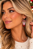 Posh Jewelry Co. Rhinestone Reindeer Drop Earrings in Pink or Gold-Earrings-Posh Jewelry Co.-Deja Nu Boutique, Women's Fashion Boutique in Lampasas, Texas