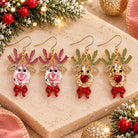 Posh Jewelry Co. Rhinestone Reindeer Drop Earrings in Pink or Gold-Earrings-Posh Jewelry Co.-Deja Nu Boutique, Women's Fashion Boutique in Lampasas, Texas
