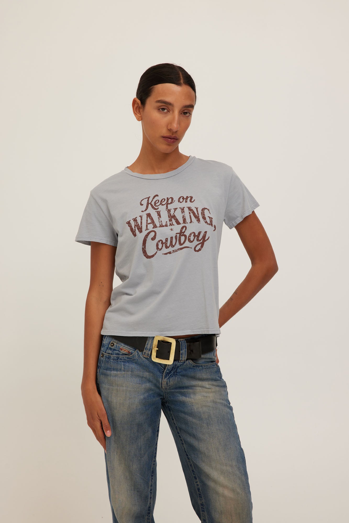 Project Social T Keep Walking Tee in Smokey Blue-Graphic Tees-Project Social T-Deja Nu Boutique, Women's Fashion Boutique in Lampasas, Texas