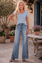 Project Social T The Must Have V Tee in Camel & Smokey Blue-T-Shirts-Project Social T-Deja Nu Boutique, Women's Fashion Boutique in Lampasas, Texas