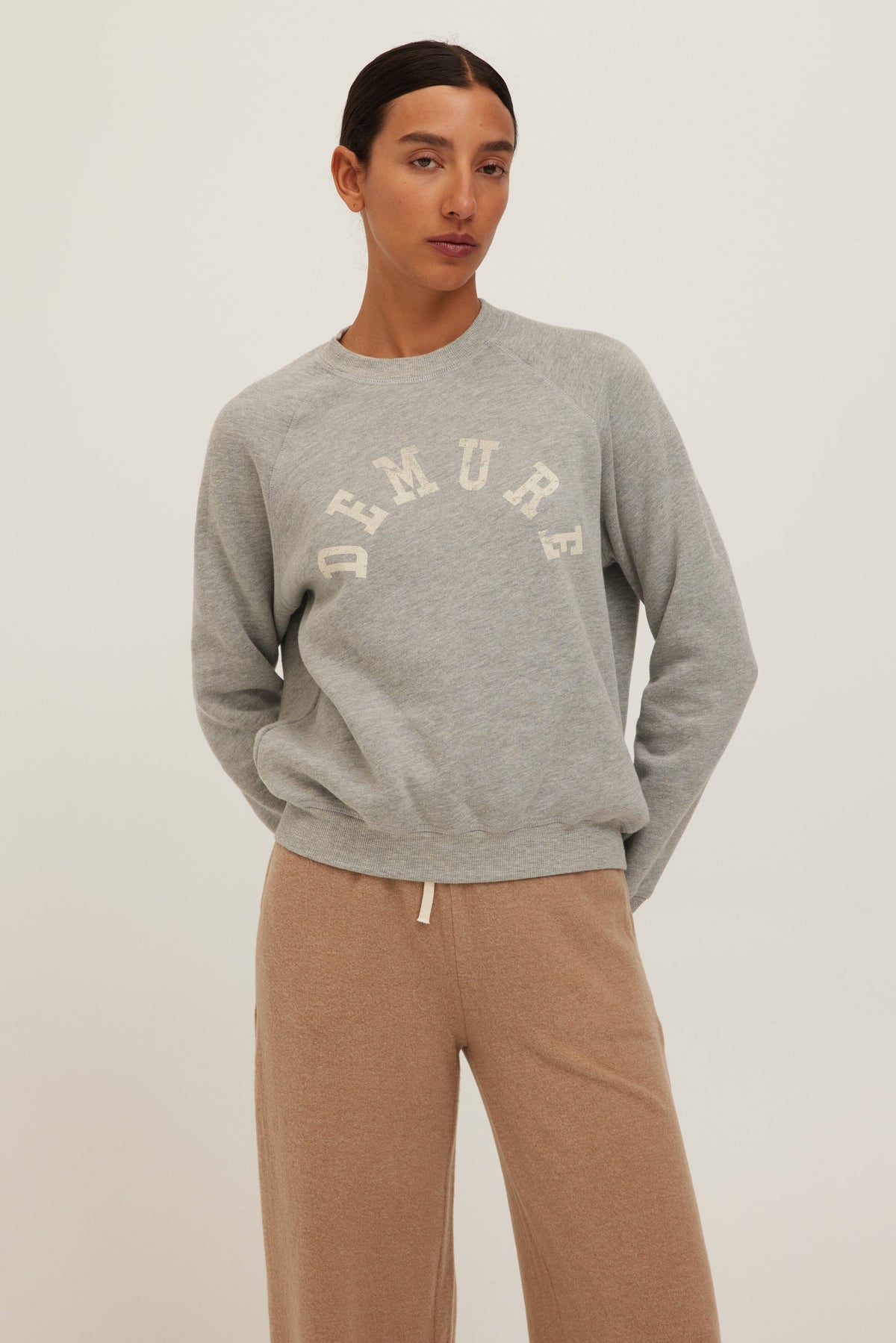 Project Social T Rowdy/Demure Reversible Sweatshirt in Heather Grey-sweatshirt-Project Social T-Deja Nu Boutique, Women's Fashion Boutique in Lampasas, Texas