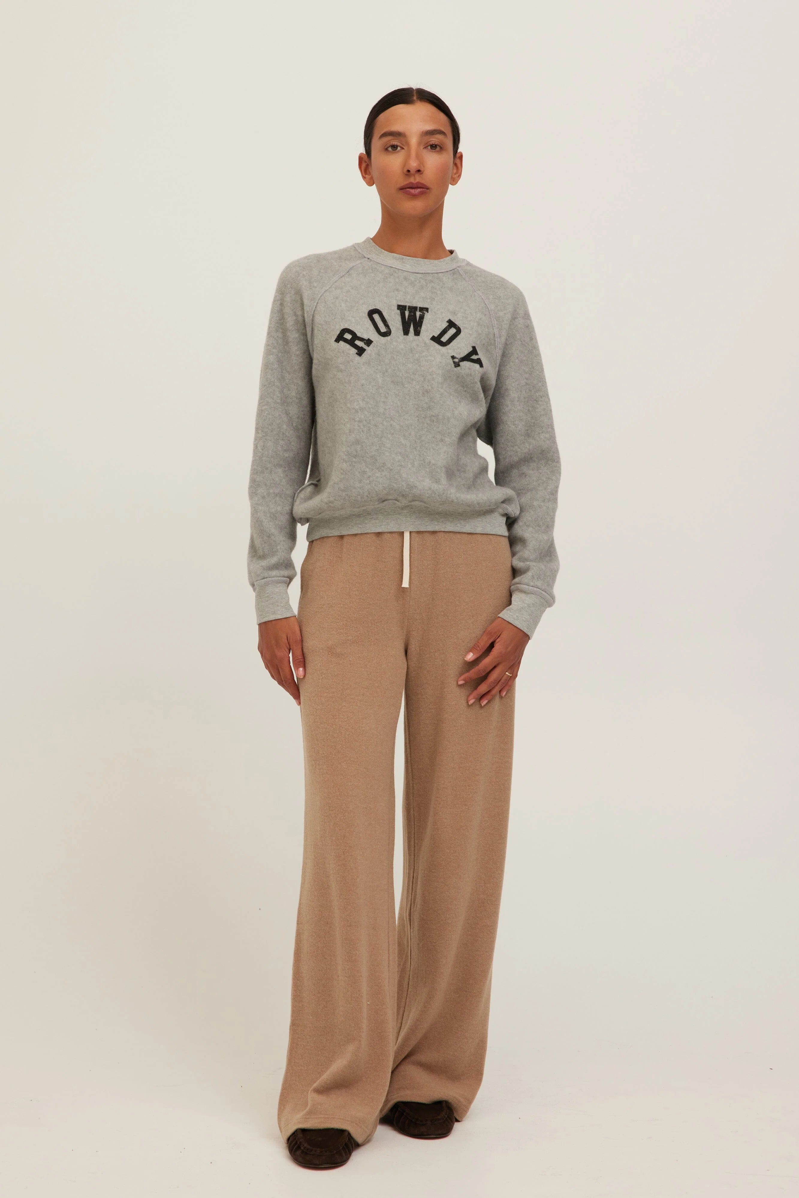 Project Social T Rowdy/Demure Reversible Sweatshirt in Heather Grey-sweatshirt-Project Social T-Deja Nu Boutique, Women's Fashion Boutique in Lampasas, Texas
