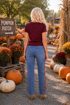 Project Social T The Ultimate Tee in Vintage White & Dark Cherry-T-Shirts-Project Social T-Deja Nu Boutique, Women's Fashion Boutique in Lampasas, Texas