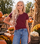 Project Social T The Ultimate Tee in Vintage White & Dark Cherry-T-Shirts-Project Social T-Deja Nu Boutique, Women's Fashion Boutique in Lampasas, Texas