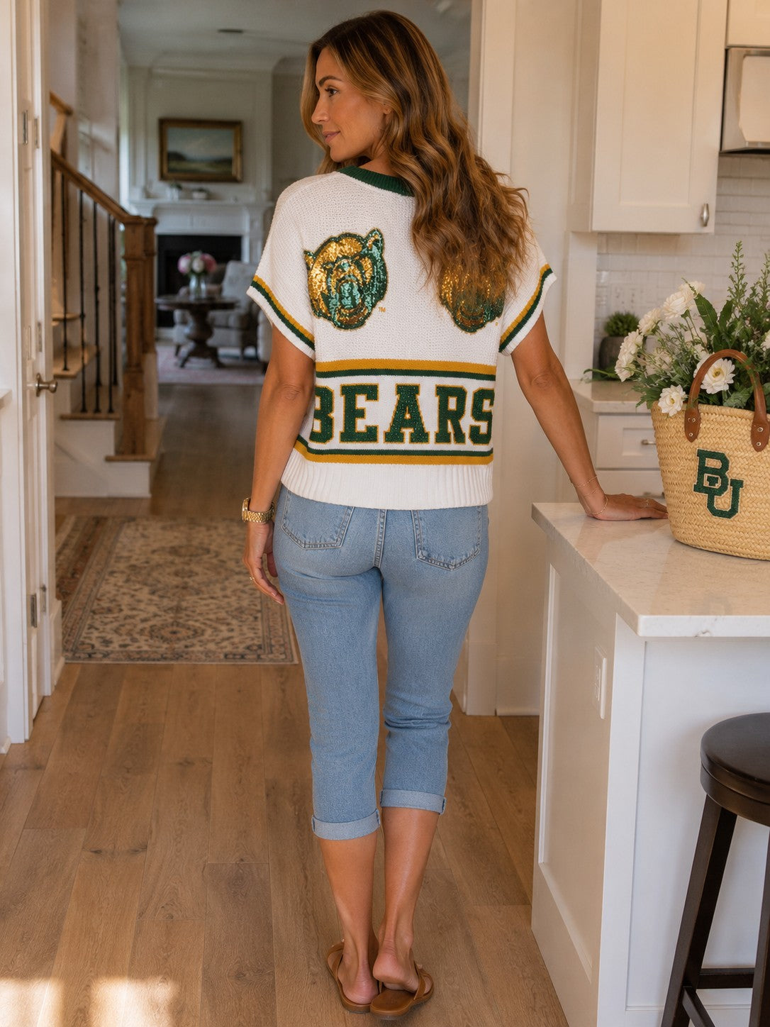 Queen of Sparkles Licensed Baylor Double Mascot Sweater V-Neck Tank-tank-Queen Of Sparkles-Deja Nu Boutique, Women's Fashion Boutique in Lampasas, Texas