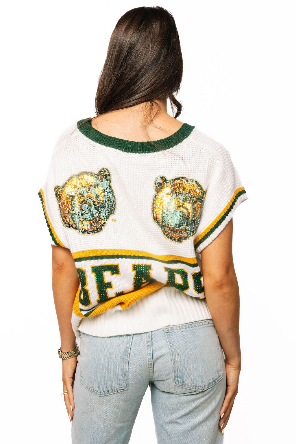 Queen of Sparkles Licensed Baylor Double Mascot Sweater V-Neck Tank-tank-Queen Of Sparkles-Deja Nu Boutique, Women's Fashion Boutique in Lampasas, Texas