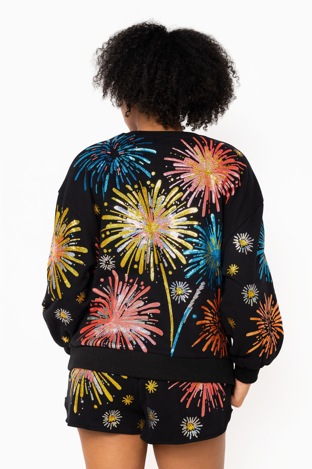 Queen of Sparkles Black Bright Firework Sweatshirt-sweatshirt-Queen Of Sparkles-Deja Nu Boutique, Women's Fashion Boutique in Lampasas, Texas