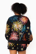 Queen of Sparkles Black Bright Firework Sweatshirt-sweatshirt-Queen Of Sparkles-Deja Nu Boutique, Women's Fashion Boutique in Lampasas, Texas