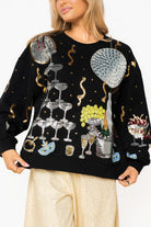 Queen of Sparkles Black Champagne Tower NYE Icon Sweatshirt-sweatshirt-Queen Of Sparkles-Deja Nu Boutique, Women's Fashion Boutique in Lampasas, Texas