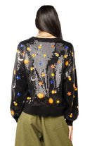 Queen of Sparkles Black Full Sequin Pumpkin & Mini Icon Sweater-Sweaters-Queen Of Sparkles-Deja Nu Boutique, Women's Fashion Boutique in Lampasas, Texas