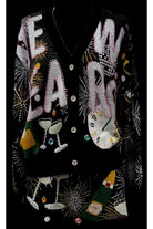Queen of Sparkles Black New Years Icon Button Up Cardigan-Cardigans & Kimonos-Queen Of Sparkles-Deja Nu Boutique, Women's Fashion Boutique in Lampasas, Texas