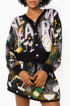 Queen of Sparkles Black New Years Icon Button Up Cardigan-Cardigans & Kimonos-Queen Of Sparkles-Deja Nu Boutique, Women's Fashion Boutique in Lampasas, Texas