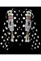 Queen of Sparkles Black & White Polka Dot Nutcracker Button Up Cardigan-Cardigans & Kimonos-Queen Of Sparkles-Deja Nu Boutique, Women's Fashion Boutique in Lampasas, Texas