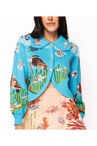 Queen of Sparkles Blue Under the Sea Button-Up Collar Cardigan-Cardigans & Kimonos-Queen Of Sparkles-Deja Nu Boutique, Women's Fashion Boutique in Lampasas, Texas