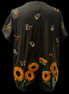 Queen of Sparkles Brown Beaded Butterfly & Sunflower Tee-T-Shirts-Queen Of Sparkles-Deja Nu Boutique, Women's Fashion Boutique in Lampasas, Texas