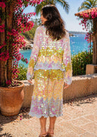 Queen of Sparkles Colorblock Zig Zag Pailette Knit Midi Dress-Midi Dresses-Queen Of Sparkles-Deja Nu Boutique, Women's Fashion Boutique in Lampasas, Texas