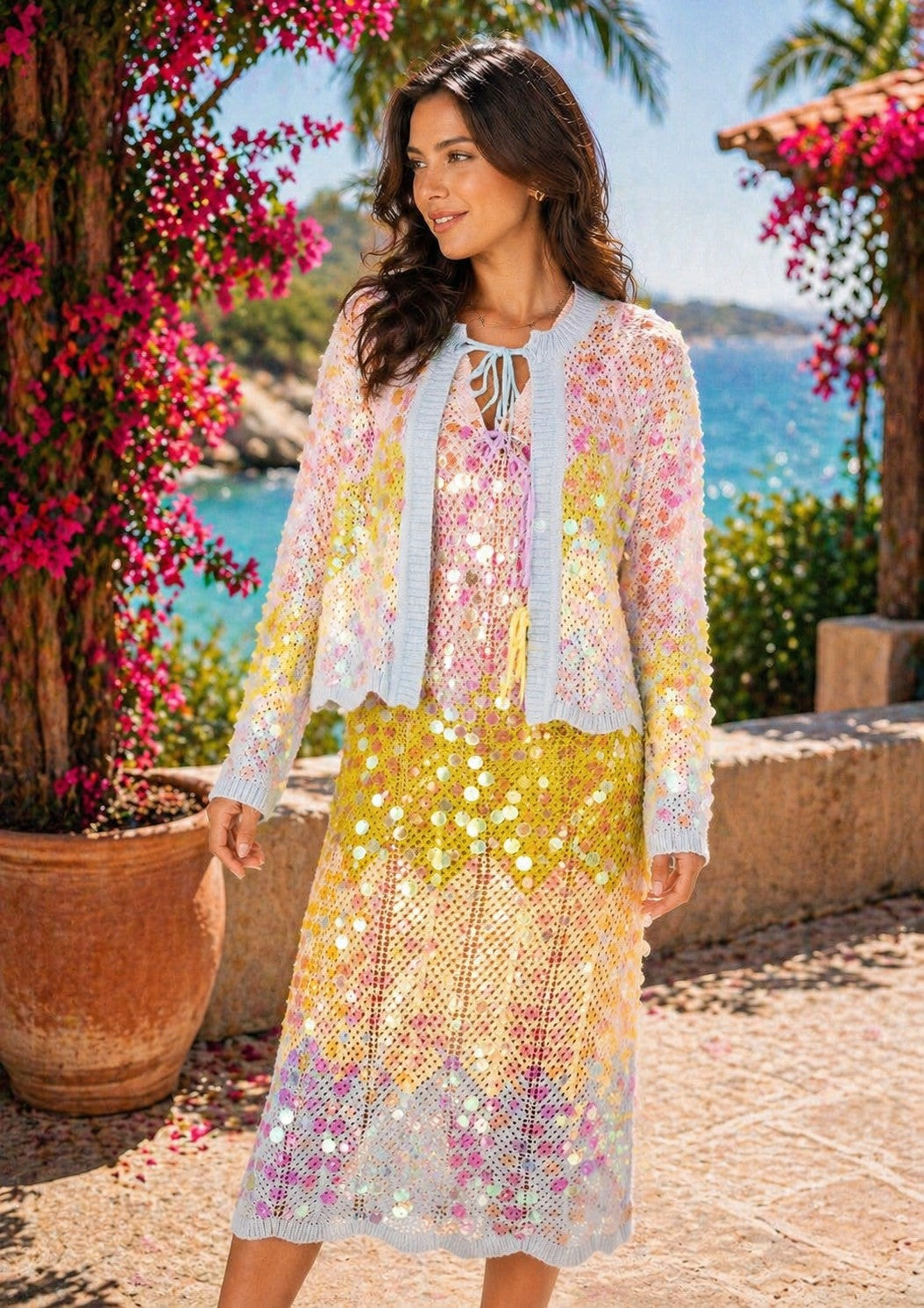 Queen of Sparkles Colorblock Zig Zag Pailette Knit Midi Dress-Midi Dresses-Queen Of Sparkles-Deja Nu Boutique, Women's Fashion Boutique in Lampasas, Texas