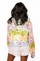 Queen of Sparkles Colorblock Zig Zag Pailette Tie Up Sweater-Cardigans & Kimonos-Queen Of Sparkles-Deja Nu Boutique, Women's Fashion Boutique in Lampasas, Texas