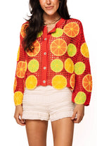 Queen of Sparkles Crochet Lemon, Lime & Orange Button Up Sweater-Cardigans & Kimonos-Queen Of Sparkles-Deja Nu Boutique, Women's Fashion Boutique in Lampasas, Texas