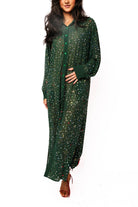 Queen of Sparkles Dark Green Multi Rhinestone Button Up Midi Dress-Maxi Dresses-Queen Of Sparkles-Deja Nu Boutique, Women's Fashion Boutique in Lampasas, Texas