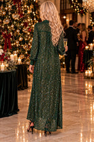 Queen of Sparkles Dark Green Multi Rhinestone Button Up Midi Dress-Maxi Dresses-Queen Of Sparkles-Deja Nu Boutique, Women's Fashion Boutique in Lampasas, Texas