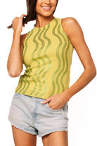 Queen of Sparkles Green Wavy Rhinestone Tank-Camis/Tanks-Queen Of Sparkles-Deja Nu Boutique, Women's Fashion Boutique in Lampasas, Texas