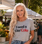 Queen of Sparkles Licensed Grey "I Need A Diet Coke" Tee-T-Shirts-Queen Of Sparkles-Deja Nu Boutique, Women's Fashion Boutique in Lampasas, Texas