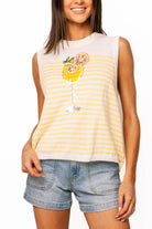 Queen of Sparkles Ivory & Yellow Stripe Cocktail Knit Tank-Camis/Tanks-Queen Of Sparkles-Deja Nu Boutique, Women's Fashion Boutique in Lampasas, Texas