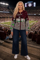Queen of Sparkles Licensed Texas A&M Stadium Tailgate Party Button Up Cardigan-Cardigans & Kimonos-Queen Of Sparkles-Deja Nu Boutique, Women's Fashion Boutique in Lampasas, Texas