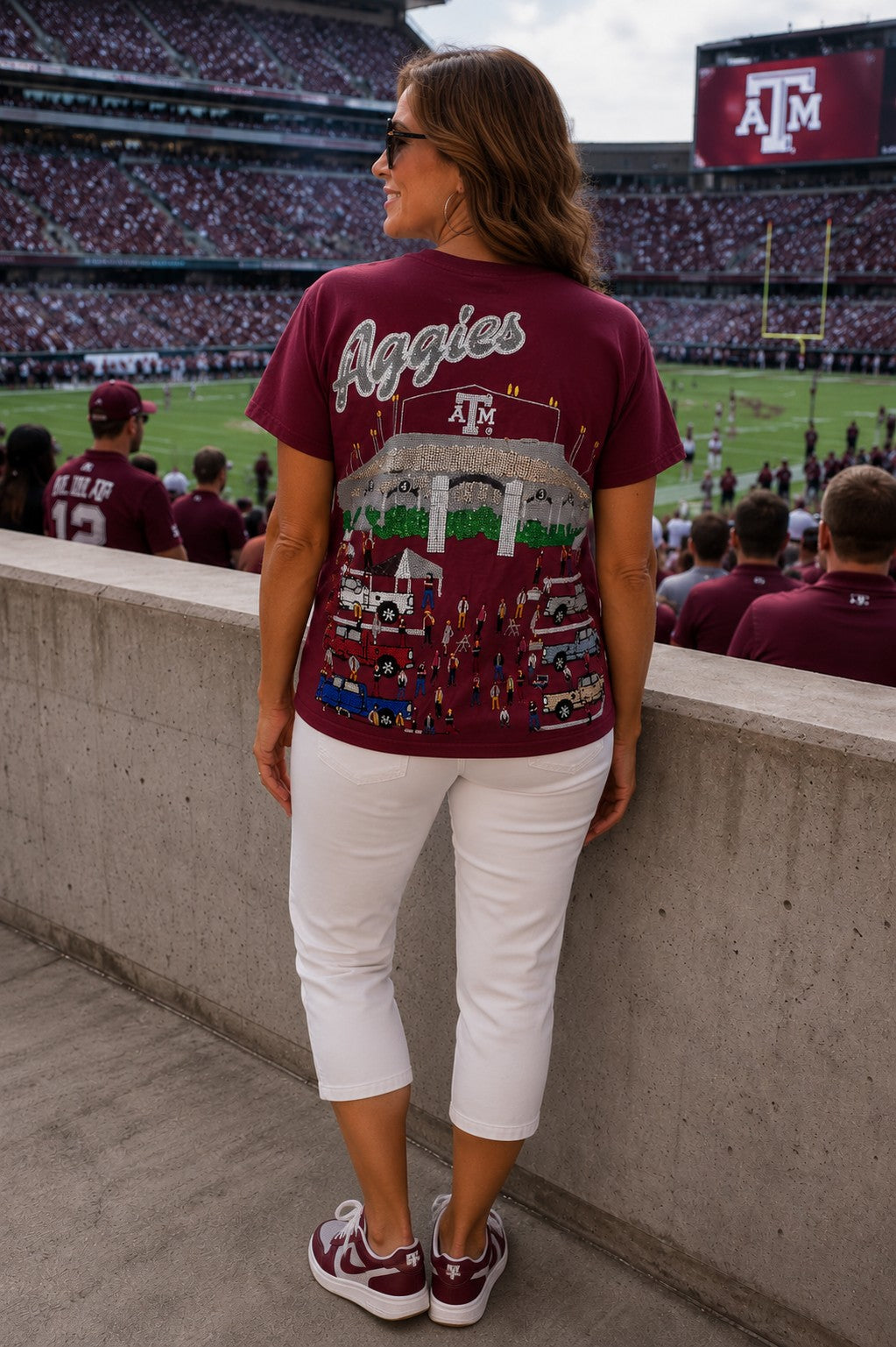 Queen of Sparkles Licensed Texas A&M Stadium Tailgate Party Tee-T-Shirts-Queen Of Sparkles-Deja Nu Boutique, Women's Fashion Boutique in Lampasas, Texas