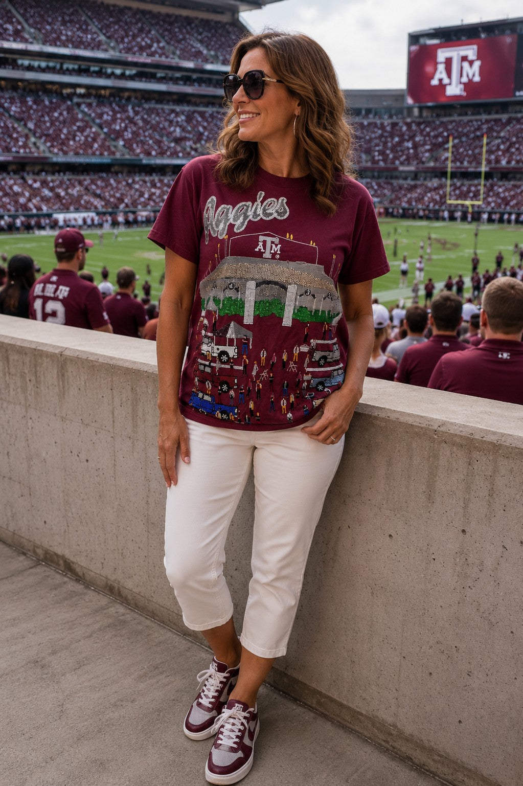 Queen of Sparkles Licensed Texas A&M Stadium Tailgate Party Tee-T-Shirts-Queen Of Sparkles-Deja Nu Boutique, Women's Fashion Boutique in Lampasas, Texas