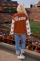 Queen of Sparkles Licensed Texas Bomber Jacket-Jackets-Queen Of Sparkles-Deja Nu Boutique, Women's Fashion Boutique in Lampasas, Texas