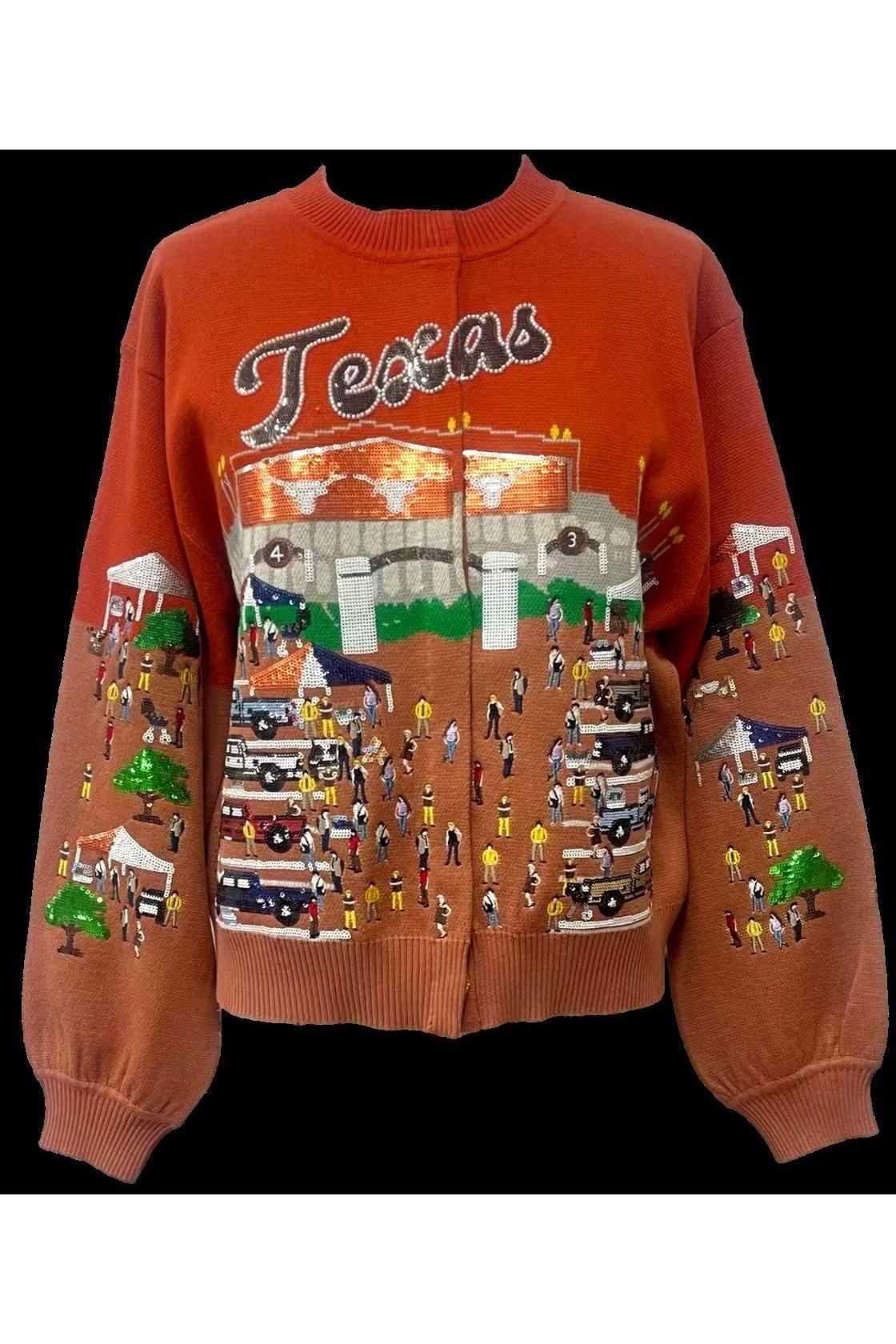 Queen of Sparkles Licensed Texas Stadium Tailgate Party Button Up Cardigan-Cardigans & Kimonos-Queen Of Sparkles-Deja Nu Boutique, Women's Fashion Boutique in Lampasas, Texas