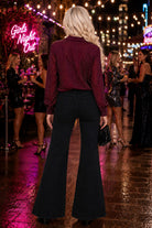 Queen of Sparkles Maroon Rhinestone Button Up Top-shirts-Queen Of Sparkles-Deja Nu Boutique, Women's Fashion Boutique in Lampasas, Texas